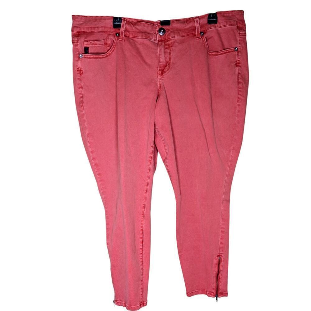 Torrid Womens Stiletto Ankle Zip Jeans 18 Red Poppy Mid Rise Denim Stretch